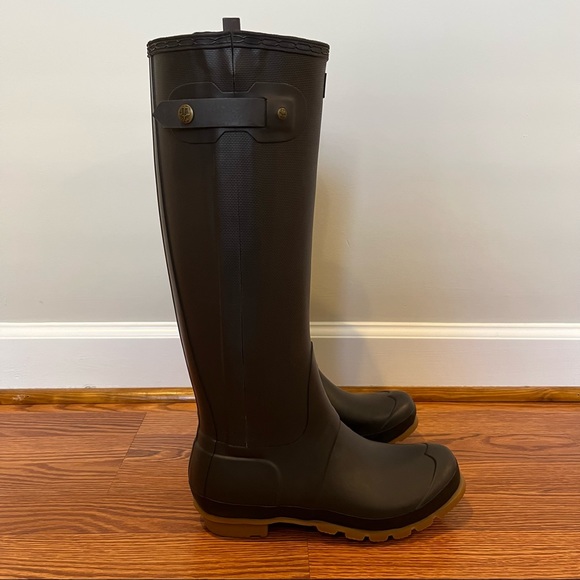 Hunter Rain Boots Original Slim Zip Textured - Chocolate - Size 8 - Picture 2 of 16